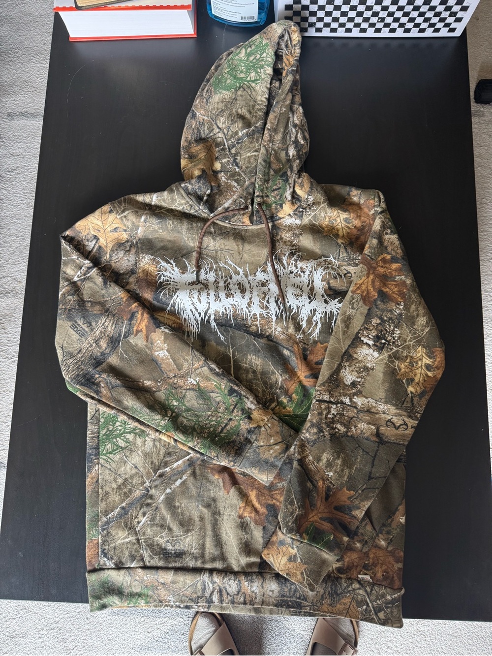 FULL OF HELL Russell Athletic Realtree Camo Hooded Pullover in Brown and Green